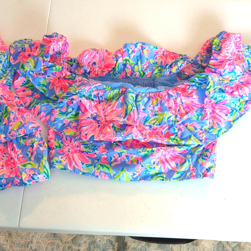 Lilly Pulitzer Mayslie Ruffle Top and Bottom Skirt Set Size 8